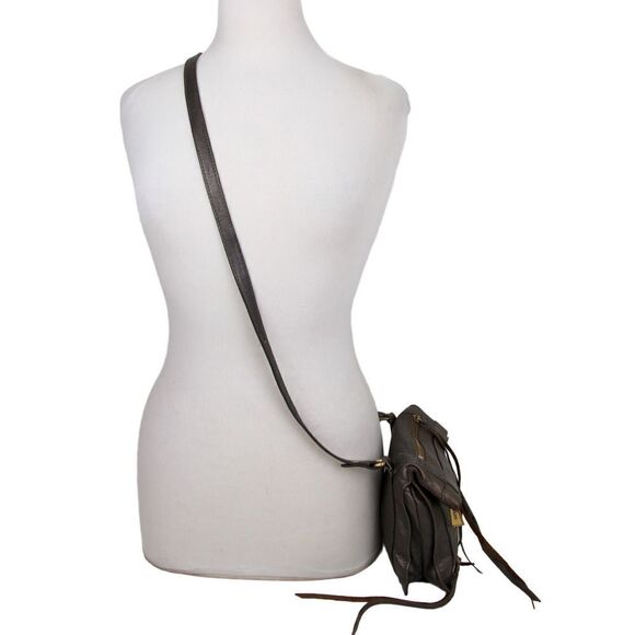 BOTKIER METALLIC BROWN GENUINE LEATHER ZIP POCKETS X-BODY SHOULDER BAG MESSENGER - Picture 2 of 9